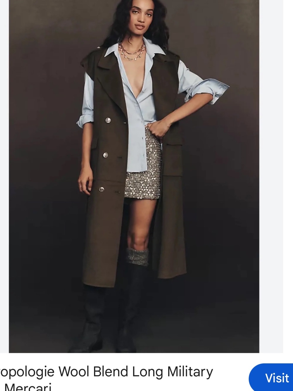 Nwt wool blend long vest anthro